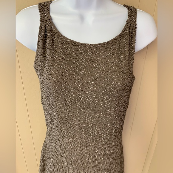 Reiss Beaded Dress Dark Taupe Size 2 - Picture 2 of 8